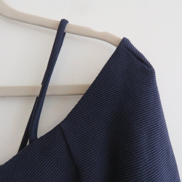 ANTHROPOLOGIE MAEVE Orsay Knit Navy Blue Asymmetrical Dress - Size S - Picture 5 of 16